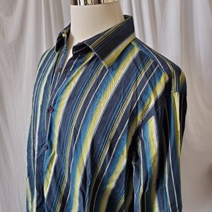 Inc 2XL Striped Button Down Long Sleeve Shirt